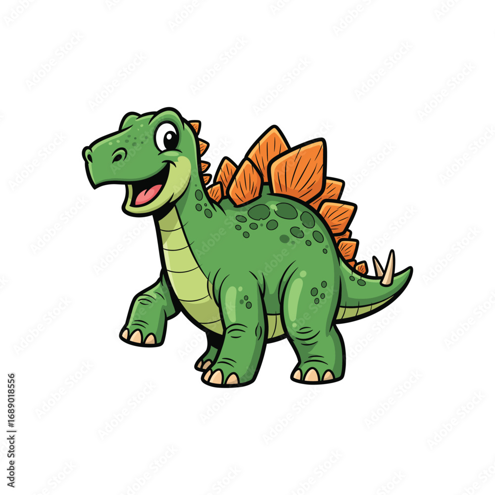Naklejka premium Spiky Stegosaurus Cartoon Dinosaur Illustration
