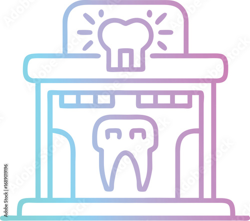 Futuristic holographic dental clinic glowing neon technology medical service vector