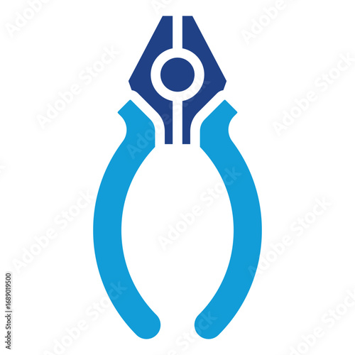 Pliers Glyph Blue Silhouette Icon Design Vector - Hand pliers used for gripping, cutting, or repairing electrical wires and cables