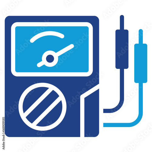 Power Meter Glyph Blue Silhouette Icon Design Vector - Electrical measurement device showing energy usage and monitoring performance