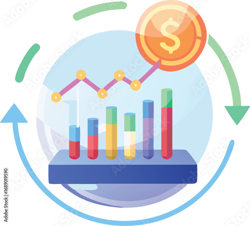 Futuristic holographic economic cycle infographic vector illustration eps scalable data analysis
