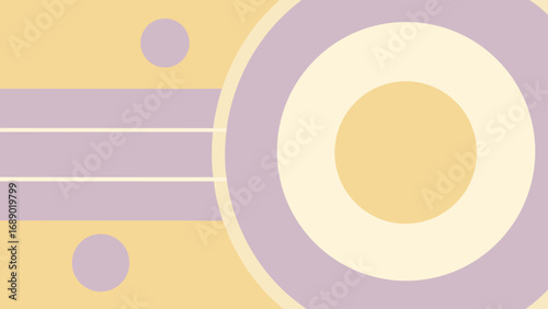 Abstract Geometric Background With Circles and Horizontal Stripes in Pastel Yellow and Lavender pattern