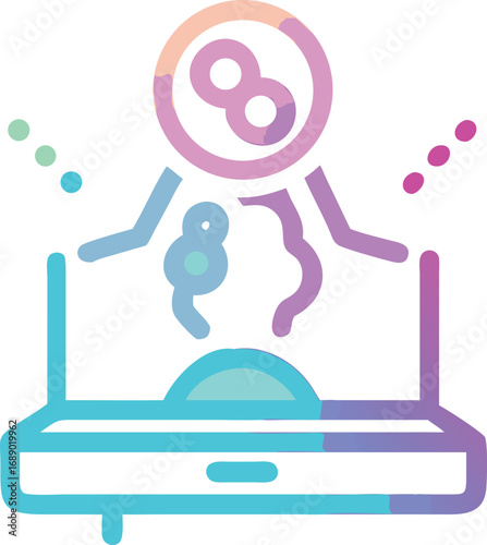 Futuristic holographic fertility treatment icon scalable vector illustration represents embryo development and in vitro fertilization