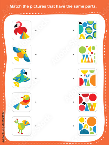 Match the pictures that have the same parts. - Worksheet for education.