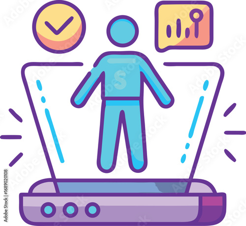 Futuristic holographic fitness tracker dashboard interface with data visualization vector