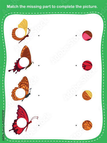 Match the missing part to complete the picture. - Worksheet for education.