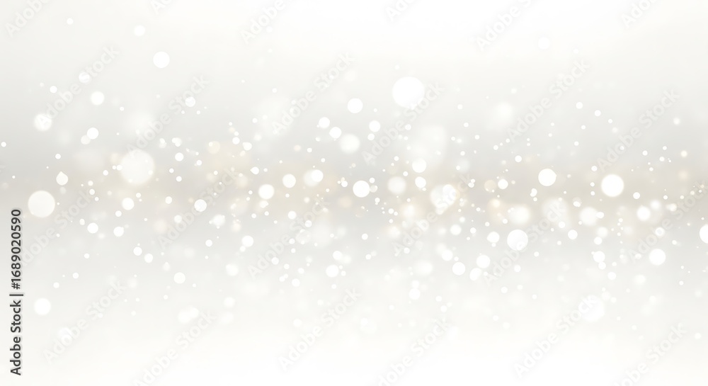 Fototapeta premium A subtle, light-gray backdrop features numerous, soft, glowing particles, creating a shimmering, airy design.