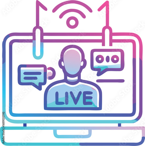 Futuristic holographic live stream interface icon vector scalable eps for digital media