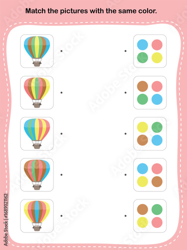 Match the pictures with the same color. - Worksheet for education.
