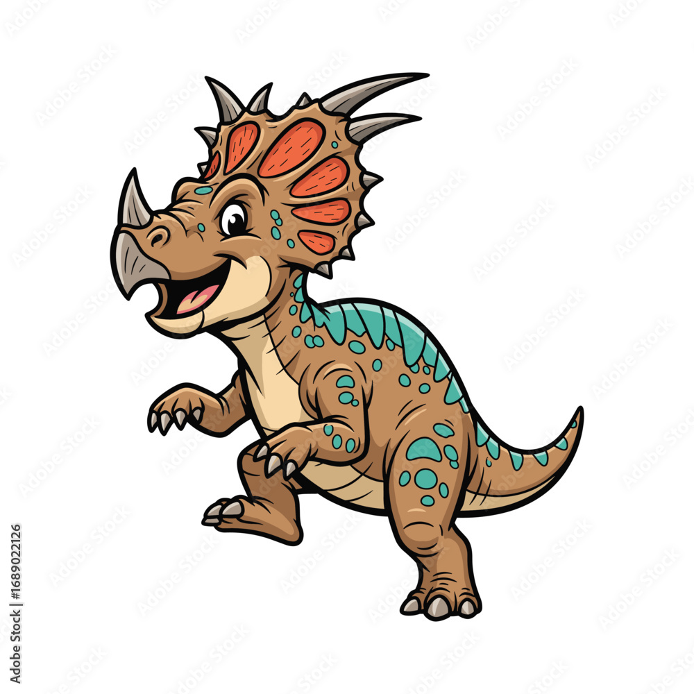 Obraz premium Styracosaurus cartoon dinosaur illustration for kids
