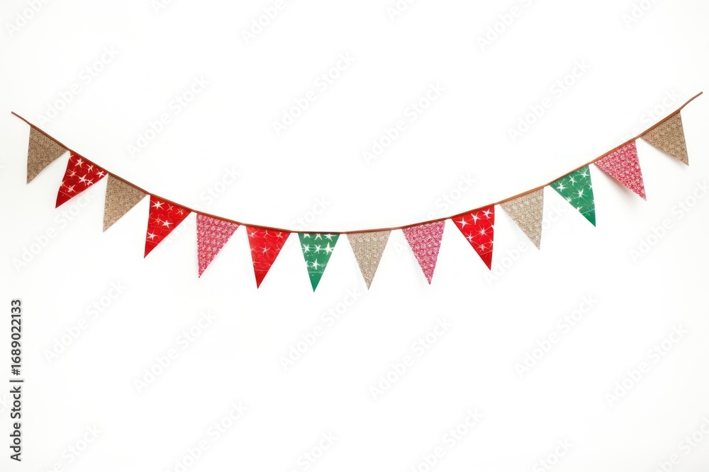 Fototapeta premium Christmas flags white background clothesline celebration.