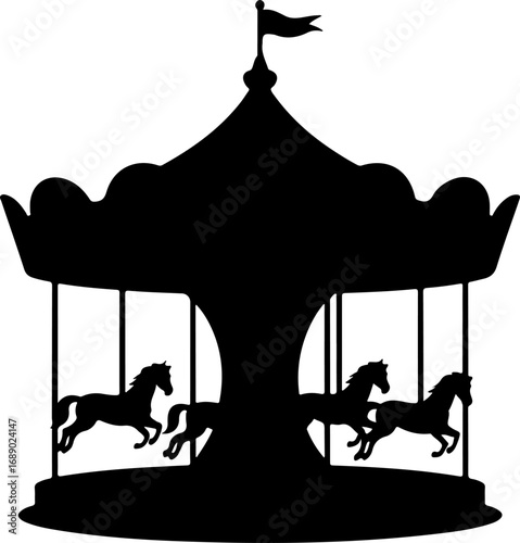 Carousel black silhouette vector illustration