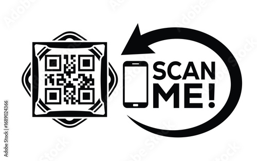 QR code scan icon set. Scan me frame. QR code scan for smartphone. QR code for mobile app, payment and identification. Vector illustration.