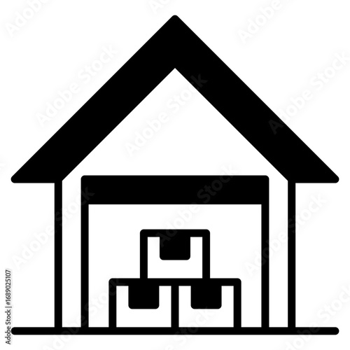 Warehouse outline mixed icon