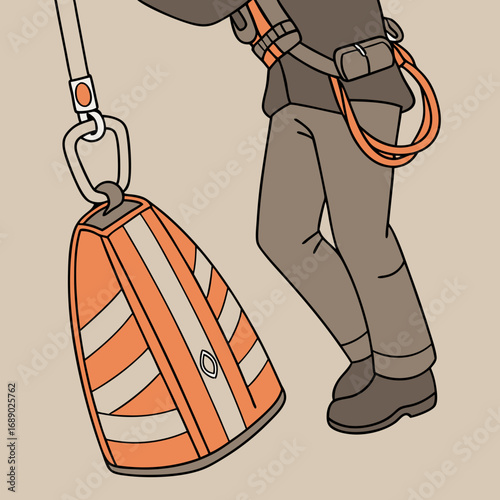 Worker Using Safety Descent Device