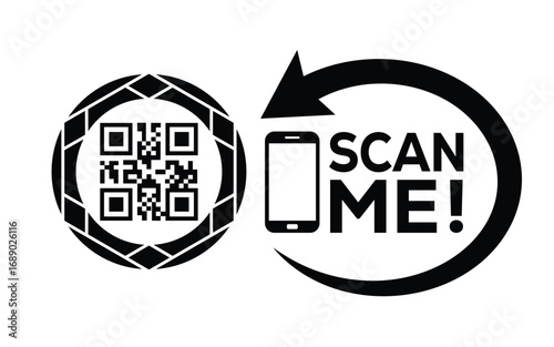 QR code scan icon set. Scan me frame. QR code scan for smartphone. QR code for mobile app, payment and identification. Vector illustration.
