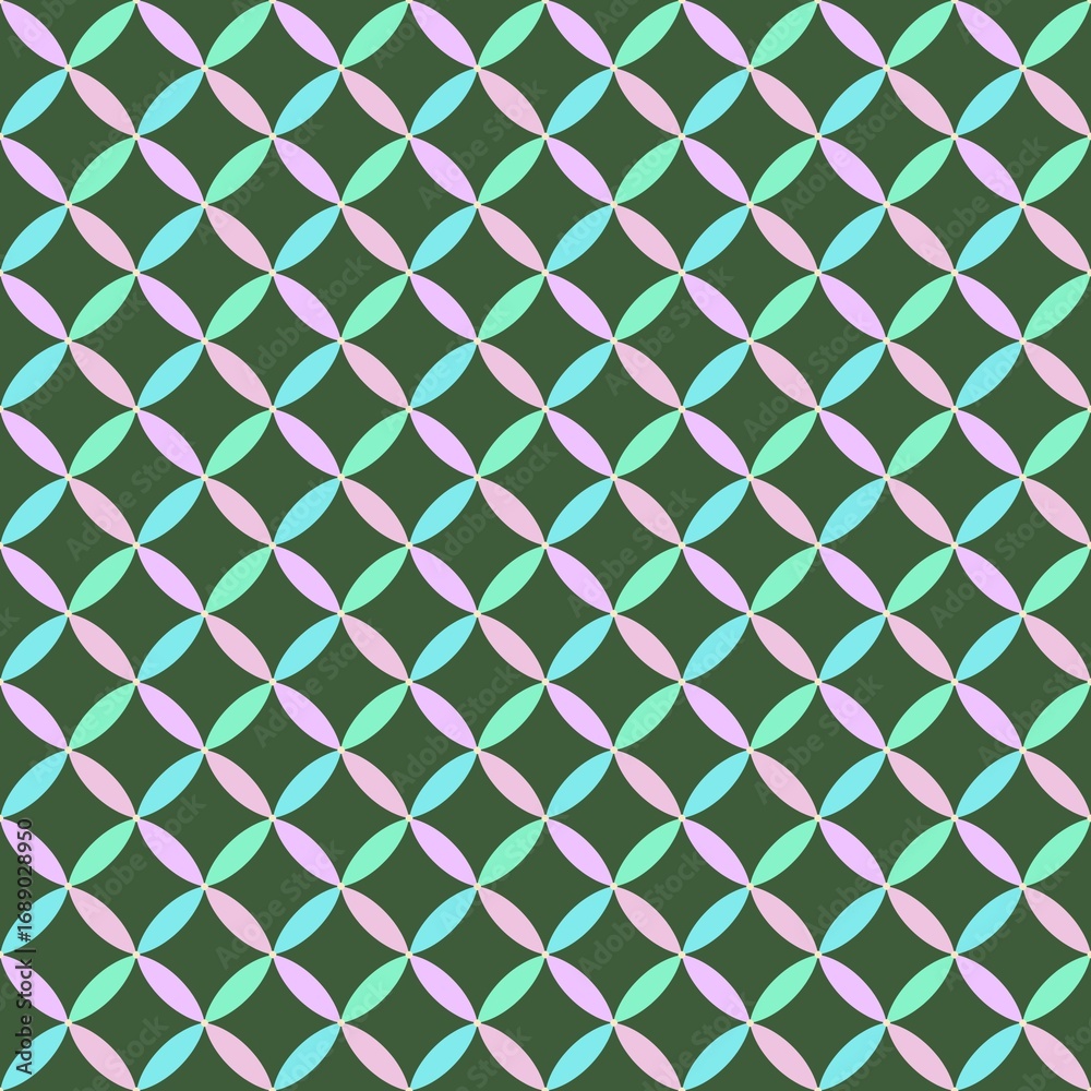 Fototapeta premium Geometric ornament seamless pattern on the dark green background for fabric design
