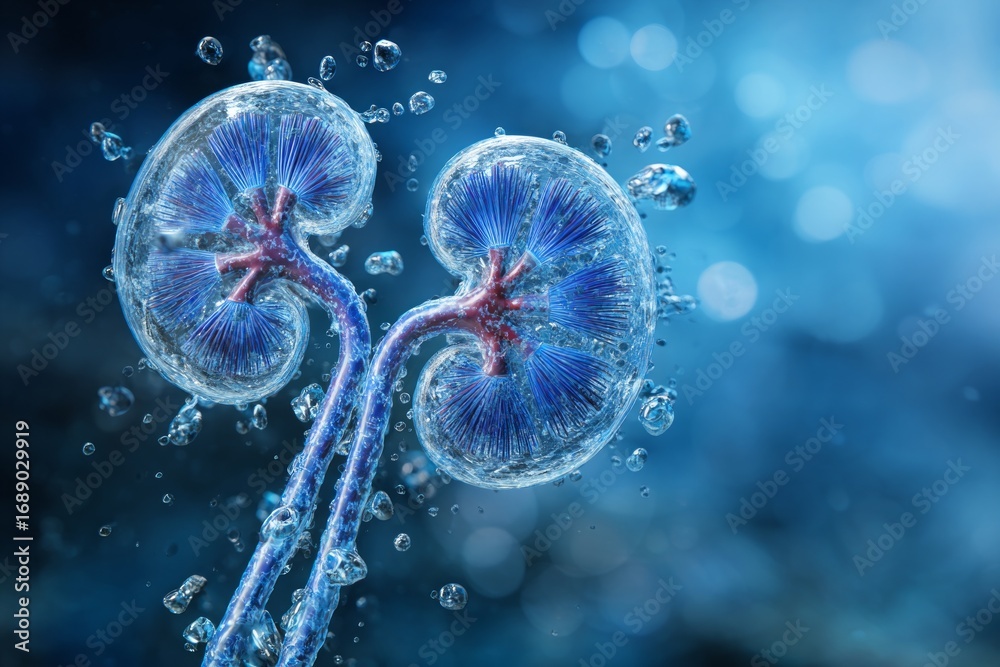 Obraz premium Vasopressin's impact on water conservation in the kidneys.