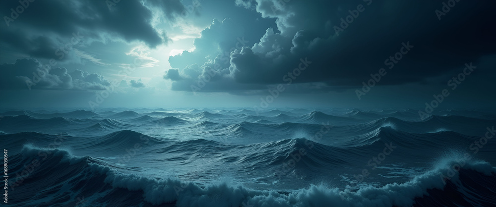 Fototapeta premium Dramatic Tropical Storm Photography: Captivating Sea Swirls with Climate Patterns & Intensity Data Overlay - Perfect for Stock Images with Space for Text