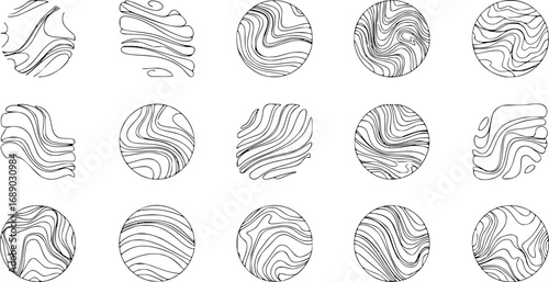 A set of outline vector icons for marble veining.

