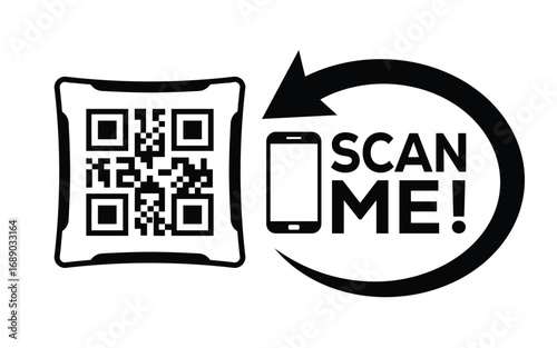 QR code scan icon set. Scan me frame. QR code scan for smartphone. QR code for mobile app, payment and identification. Vector illustration.