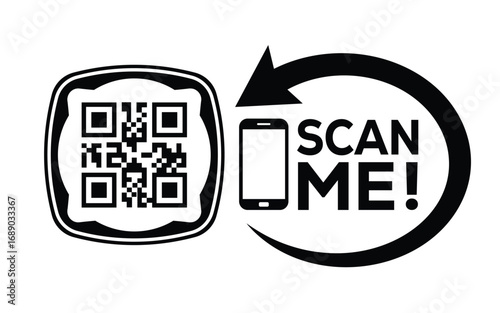 QR code scan icon set. Scan me frame. QR code scan for smartphone. QR code for mobile app, payment and identification. Vector illustration.