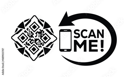 QR code scan icon set. Scan me frame. QR code scan for smartphone. QR code for mobile app, payment and identification. Vector illustration.