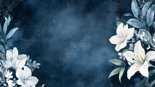 White lilies with blue textured background.