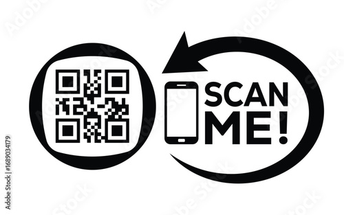 QR code scan icon set. Scan me frame. QR code scan for smartphone. QR code for mobile app, payment and identification. Vector illustration.