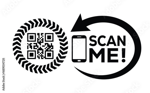 QR code scan icon set. Scan me frame. QR code scan for smartphone. QR code for mobile app, payment and identification. Vector illustration.