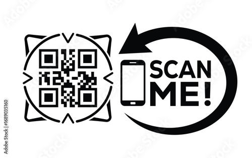 QR code scan icon set. Scan me frame. QR code scan for smartphone. QR code for mobile app, payment and identification. Vector illustration.