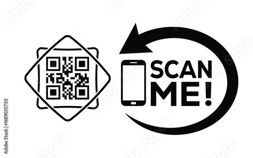 QR code scan icon set. Scan me frame. QR code scan for smartphone. QR code for mobile app, payment and identification. Vector illustration.