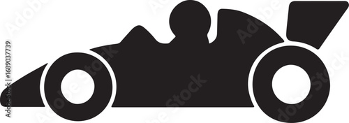 Iconic formula one racing car silhouette with driver silhouette