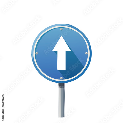 Blue Round Traffic Sign with Upward Arrow - AI Generated