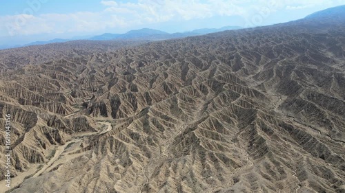 The aerial view of Ak Sai Canyon in Kyrgyzstan
