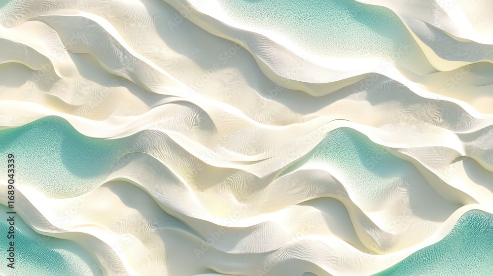 Obraz premium Abstract wavy cream and teal texture background.