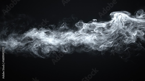 Abstract white smoke wisps on black background.