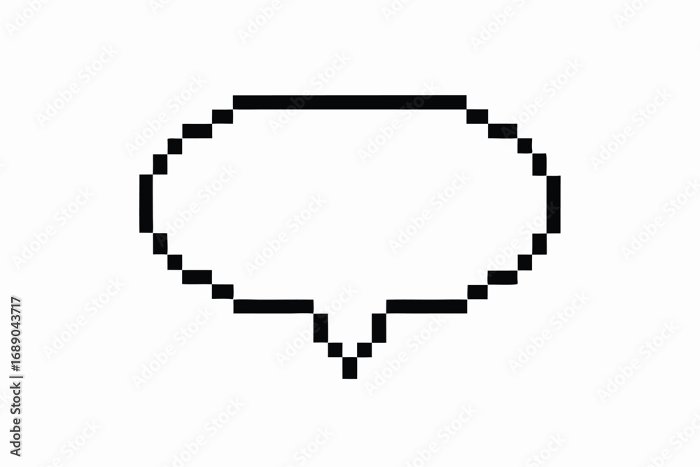 Fototapeta premium Pixelated Blue Speech Bubble Icon with White Background in 8 bit Style