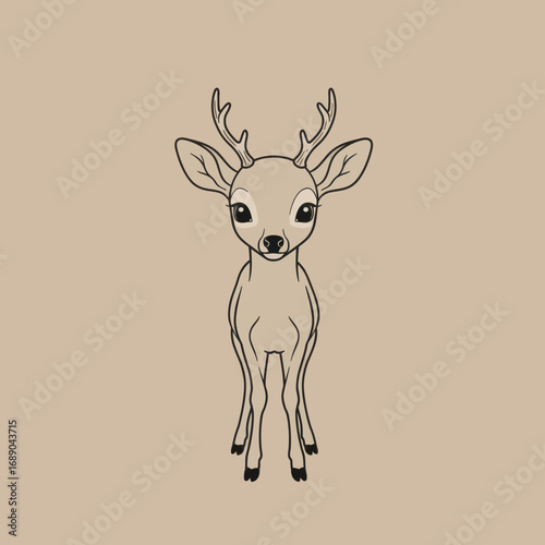 Adorable cartoon fawn with delicate antlers and large expressive eyes.
