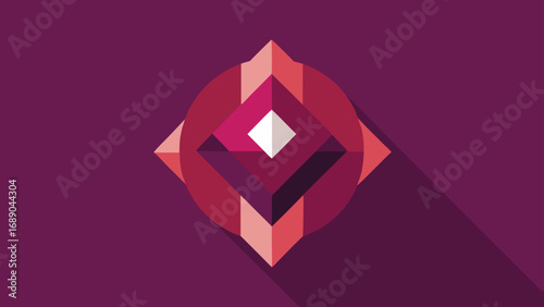 Geometric Abstract Symbol with Diamond Shape and Burgundy Background icon logo