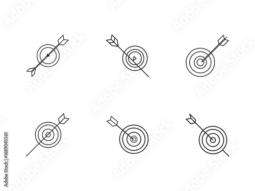 Arrows hitting targets simple vector illustration for business goals and achievements concept targeting success and marketing accuracy reaching objectives