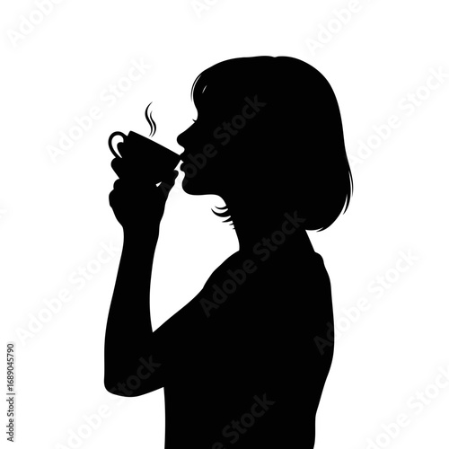 silhouette of a woman drinking water