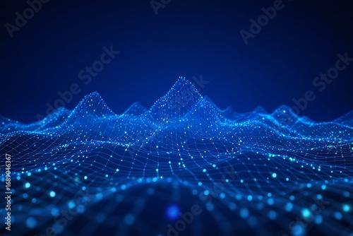 Abstract Blue Data Landscape - Digital Mountain Range