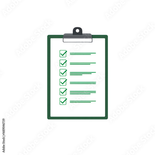 Green Checklist on Clipboard - Completed Tasks, Project Management Icon