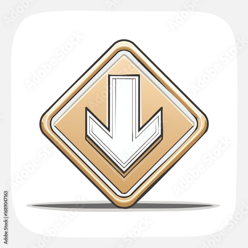 Downward Arrow Road Traffic Warning Sign – AI Generated