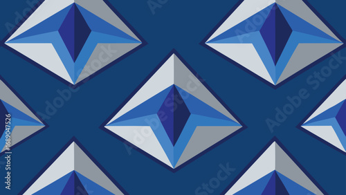 Geometric Diamond Pattern Seamless Repeat Blue Grey and White abstract background