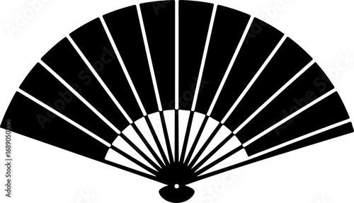 Hand fan black silhouette vector illustration