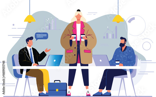 Business team having a meeting or discussion in a modern office