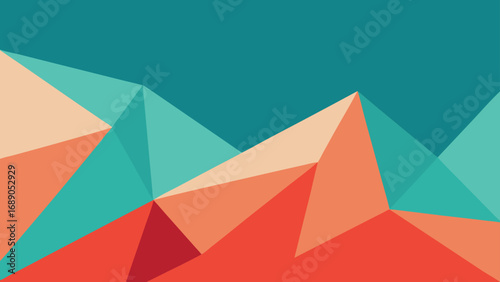 Geometric Mountain Landscape Abstract Background With Teal Orange And Peach Colors pattern shape
