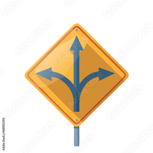 Triple Merging Lane Arrow Traffic Sign – AI Generated